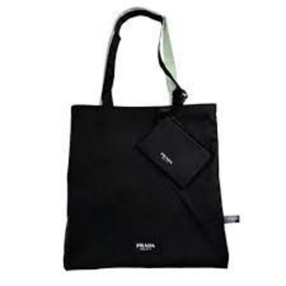 Prada Beauty Reversible Tote Bag Black Shopper Carry All Commuter With Pouch NEW